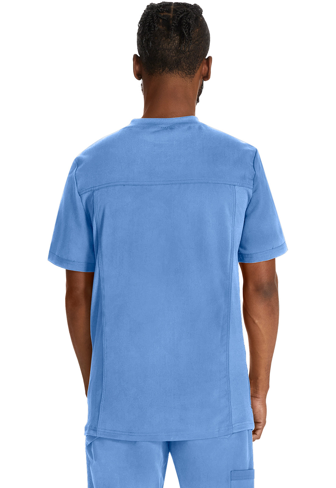 Heren T-shirt met V-hals met gebreide panelen en 2-way stretch