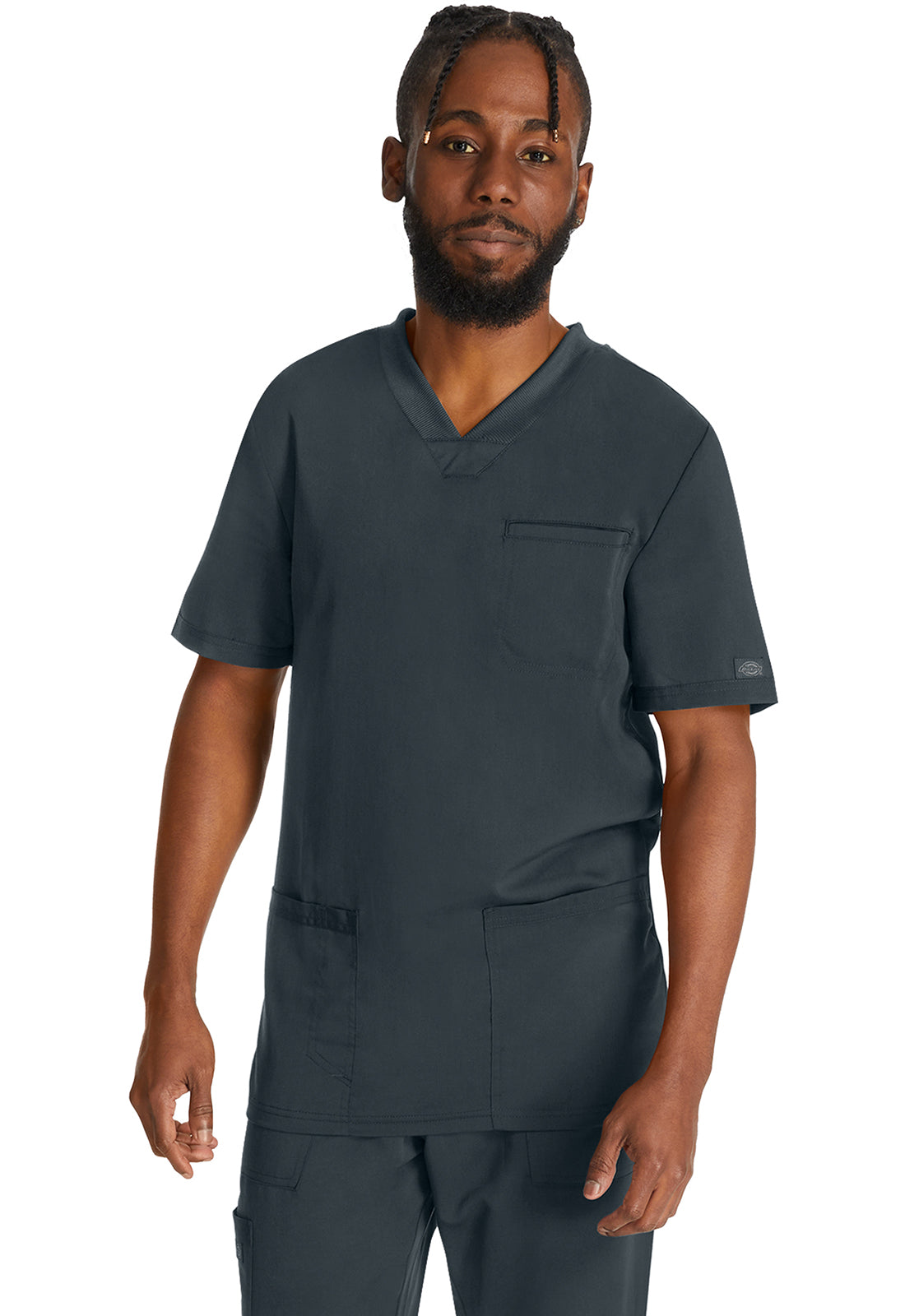 Heren T-shirt met V-hals met gebreide panelen en 2-way stretch
