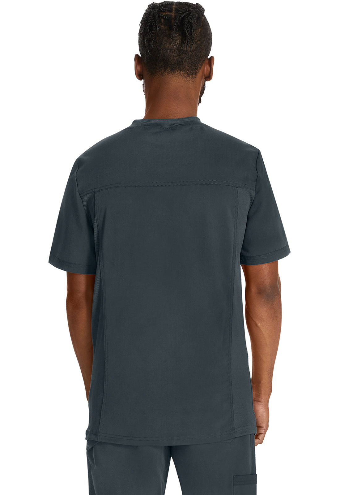 Heren T-shirt met V-hals met gebreide panelen en 2-way stretch