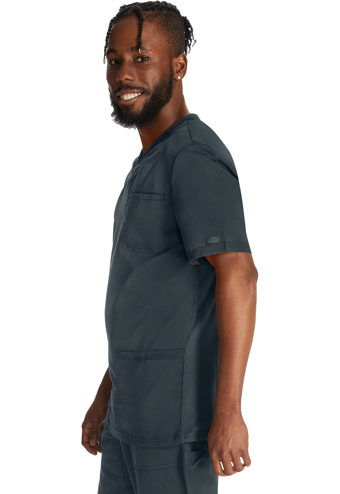 Heren T-shirt met V-hals met gebreide panelen en 2-way stretch
