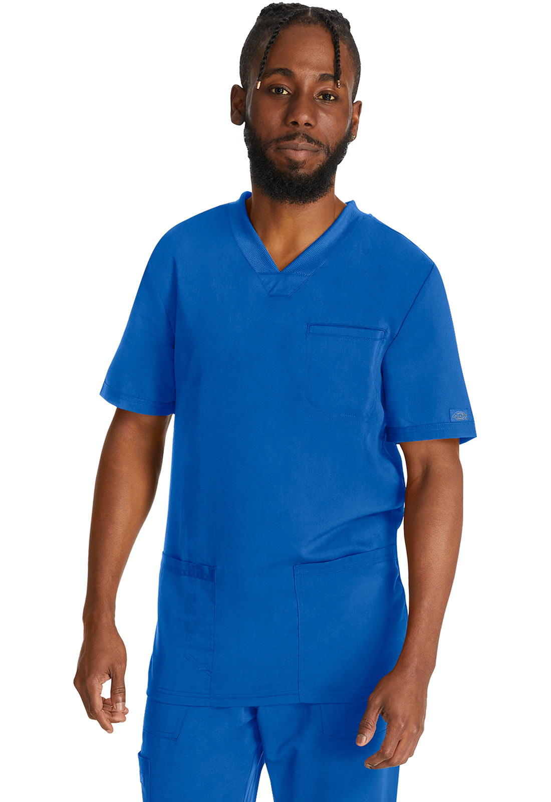Heren T-shirt met V-hals met gebreide panelen en 2-way stretch