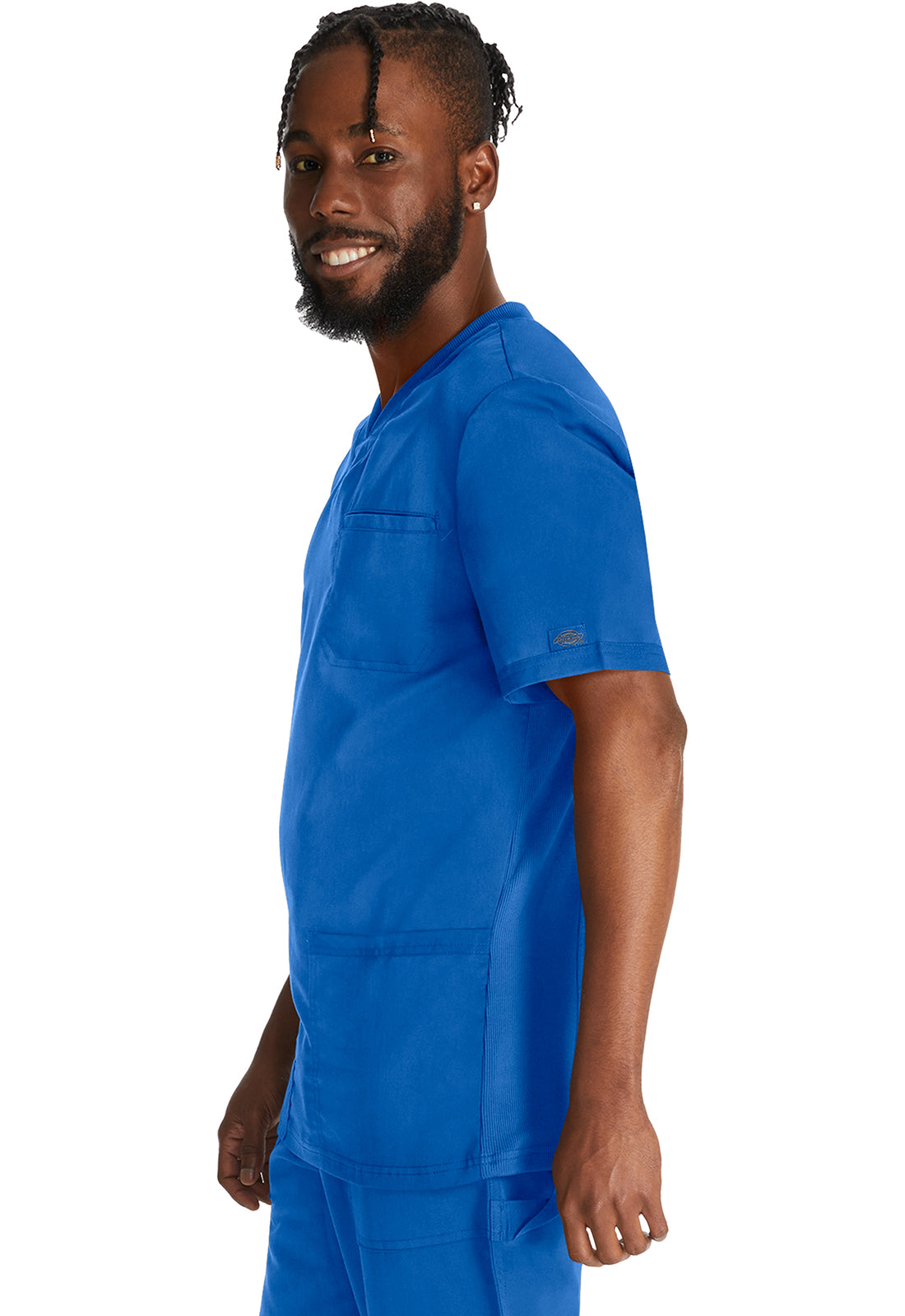 Heren T-shirt met V-hals met gebreide panelen en 2-way stretch