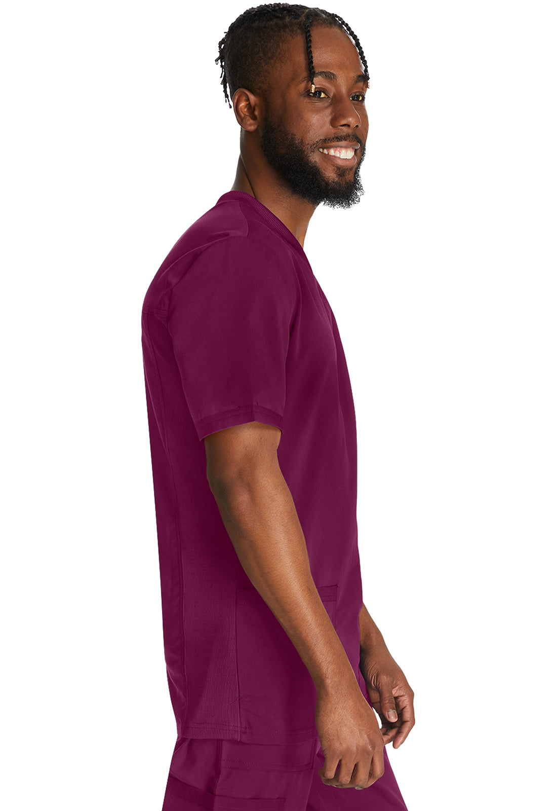 Heren T-shirt met V-hals met gebreide panelen en 2-way stretch