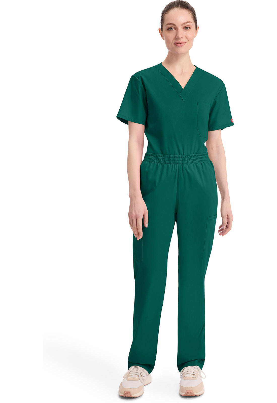 Broek met natuurlijke taille en taps toelopende pijpen dames met elastische tailleband en cargozakken