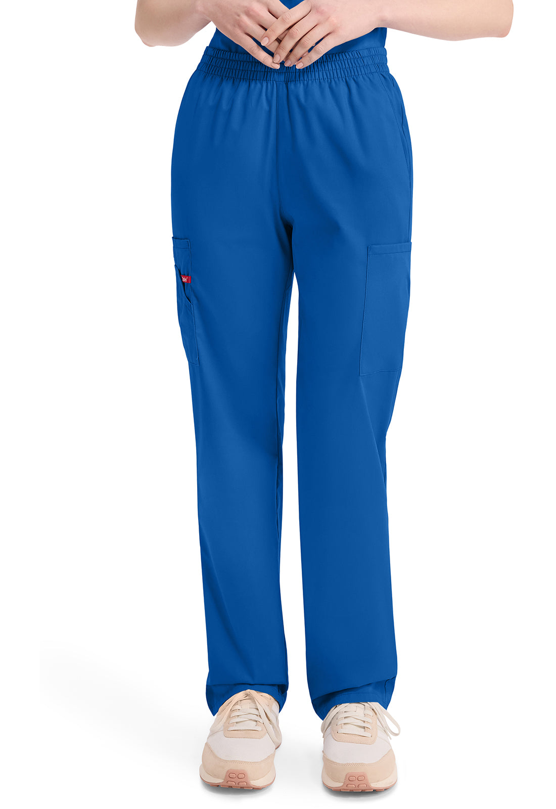 Broek met natuurlijke taille en taps toelopende pijpen dames met elastische tailleband en cargozakken DKE86106