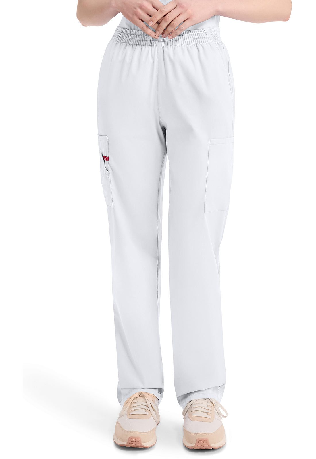 Broek met natuurlijke taille en taps toelopende pijpen dames met elastische tailleband en cargozakken DKE86106