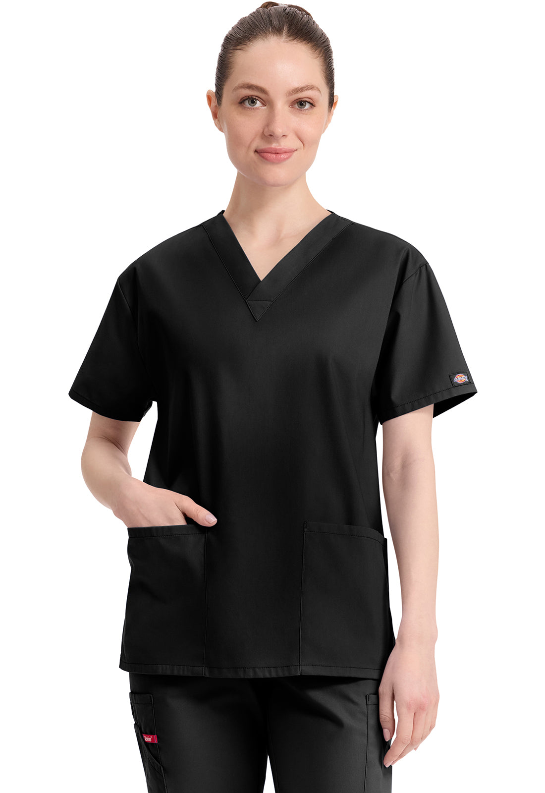 Top met V-hals in Caribisch blauw dames met modern classic pasvorm en zijsplitten DKE86706