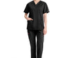Top met V-hals in Caribisch blauw dames met modern classic pasvorm en zijsplitten DKE86706