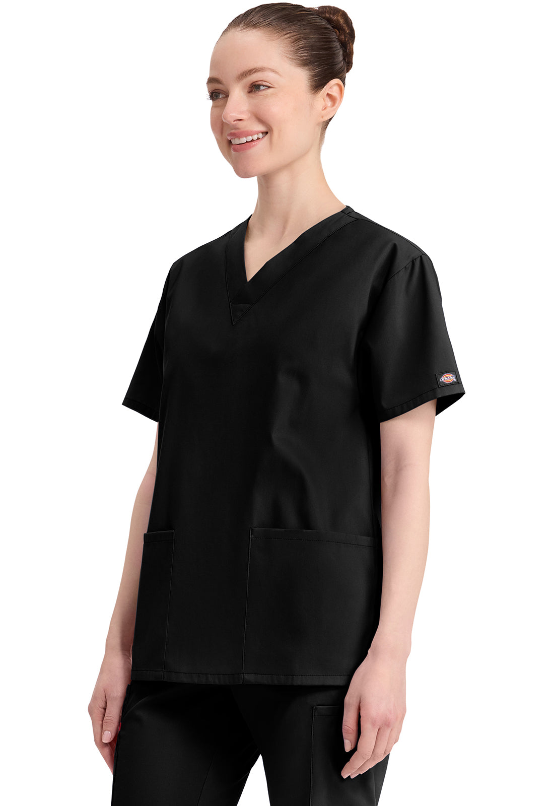 Top met V-hals in Caribisch blauw dames met modern classic pasvorm en zijsplitten DKE86706