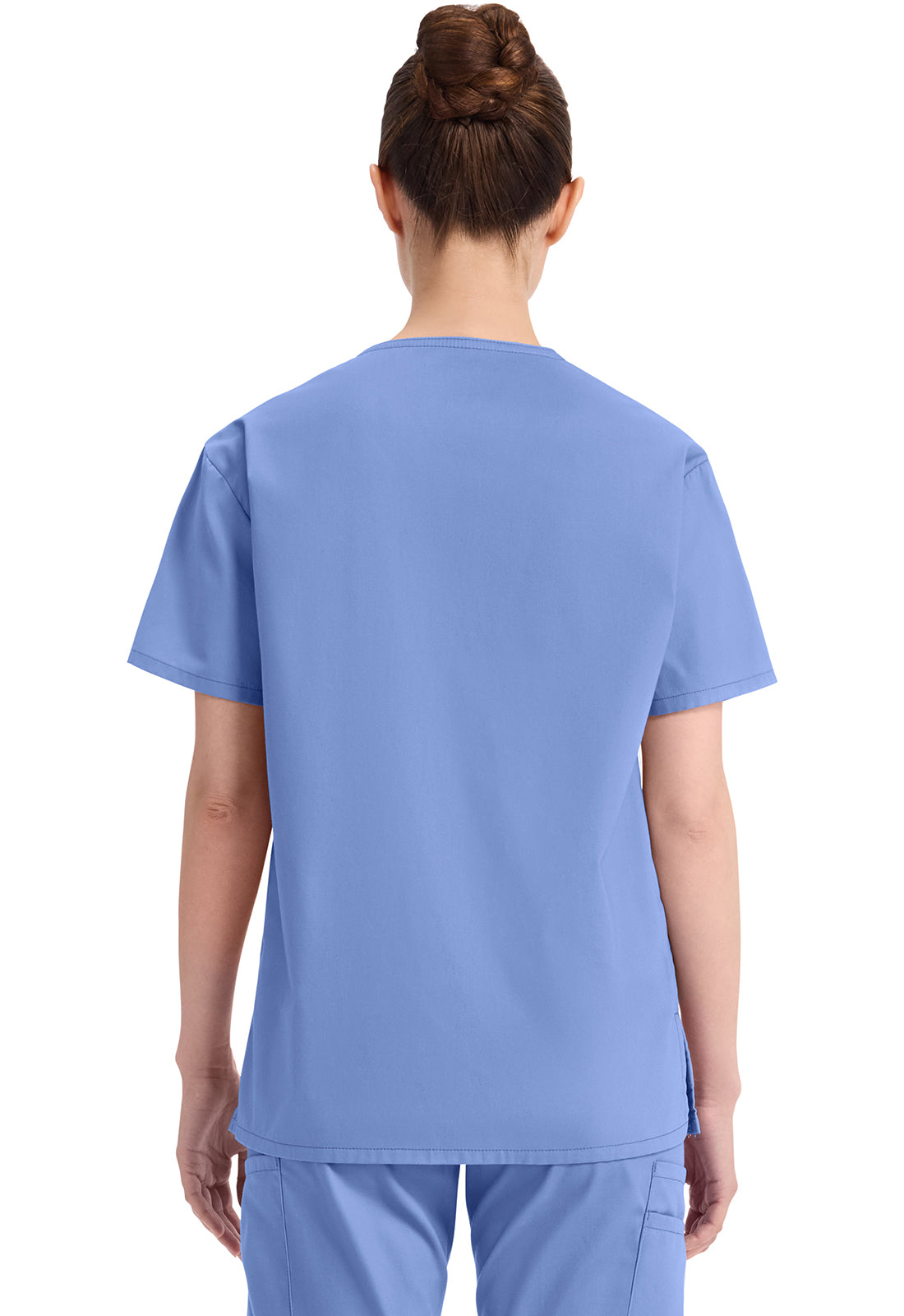 Top met V-hals in Caribisch blauw dames met modern classic pasvorm en zijsplitten DKE86706