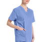 Top met V-hals in Caribisch blauw dames met modern classic pasvorm en zijsplitten DKE86706