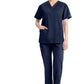 Top met V-hals in Caribisch blauw dames met modern classic pasvorm en zijsplitten DKE86706
