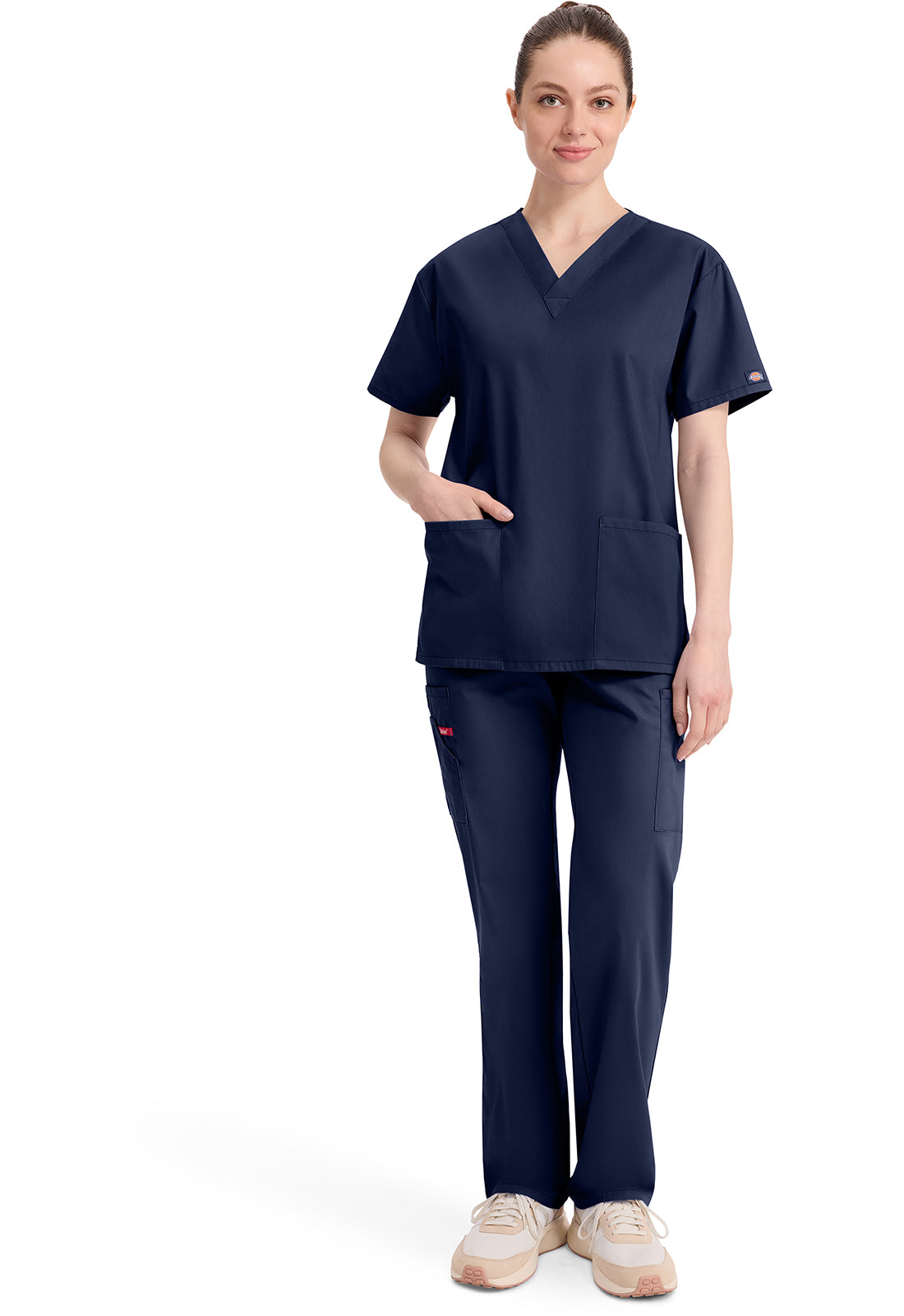 Top met V-hals in Caribisch blauw dames met modern classic pasvorm en zijsplitten DKE86706