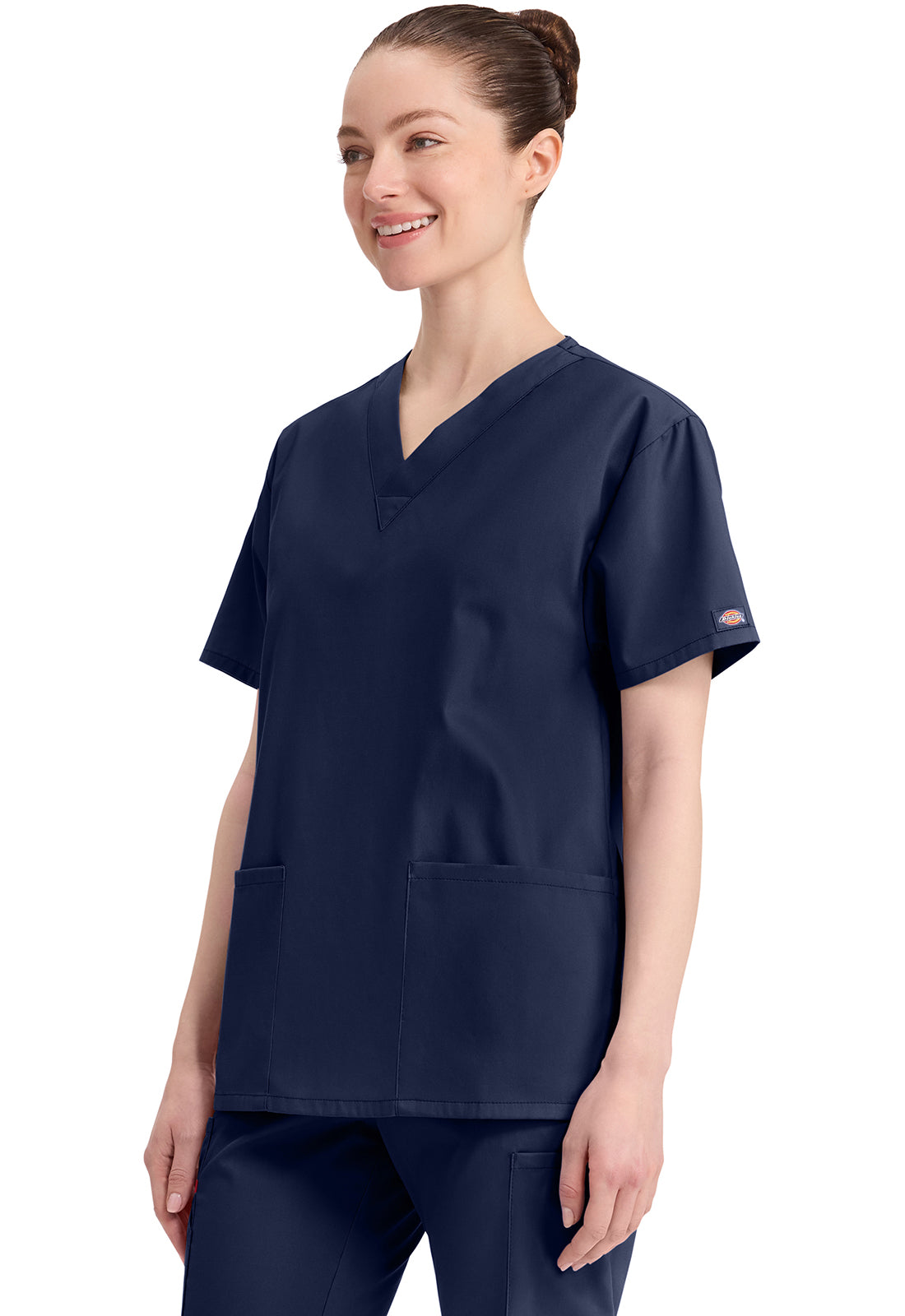 Top met V-hals in Caribisch blauw dames met modern classic pasvorm en zijsplitten DKE86706