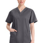 Top met V-hals in Caribisch blauw dames met modern classic pasvorm en zijsplitten DKE86706