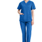 Top met V-hals in Caribisch blauw dames met modern classic pasvorm en zijsplitten DKE86706