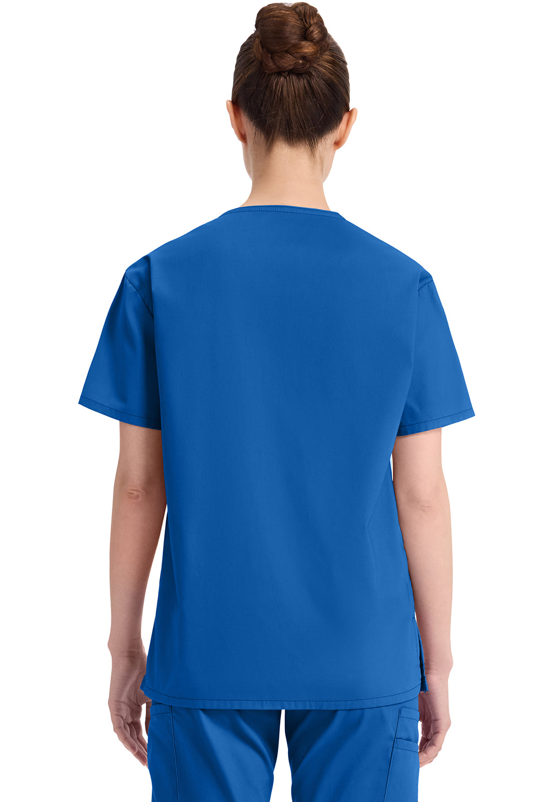 Top met V-hals in Caribisch blauw dames met modern classic pasvorm en zijsplitten DKE86706