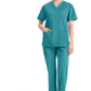 Top met V-hals in Caribisch blauw dames met modern classic pasvorm en zijsplitten DKE86706