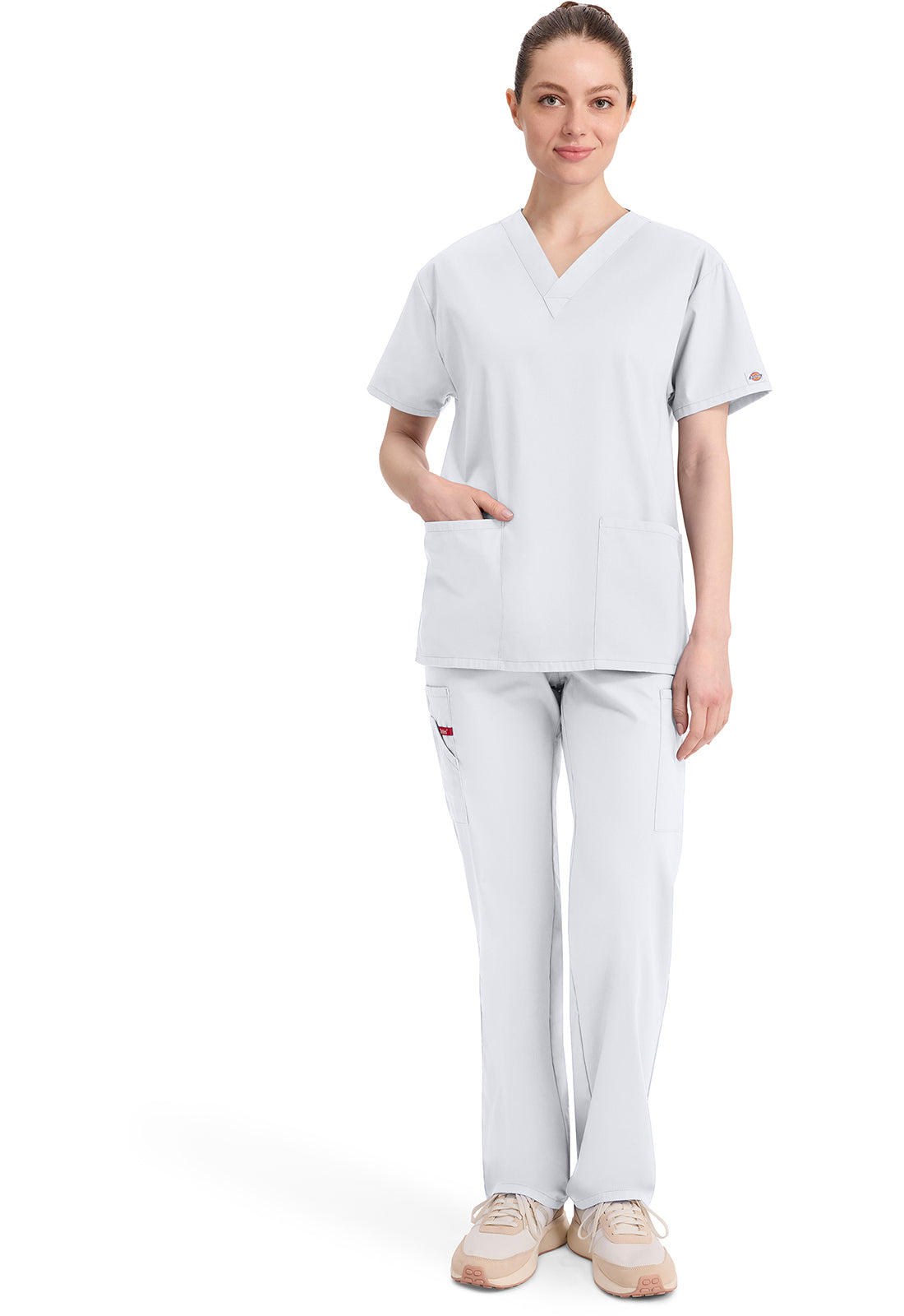 Top met V-hals in Caribisch blauw dames met modern classic pasvorm en zijsplitten DKE86706