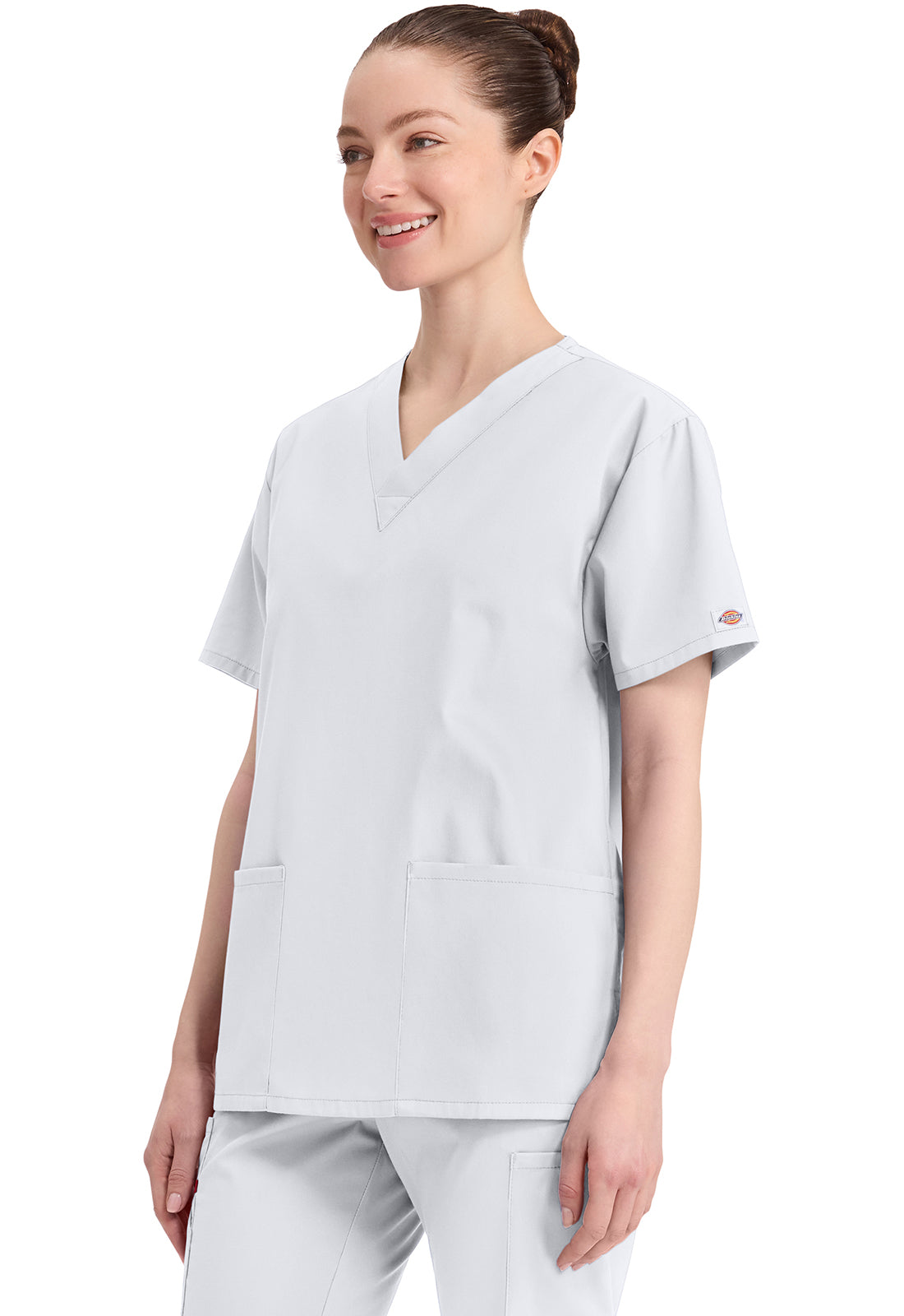 Top met V-hals in Caribisch blauw dames met modern classic pasvorm en zijsplitten DKE86706