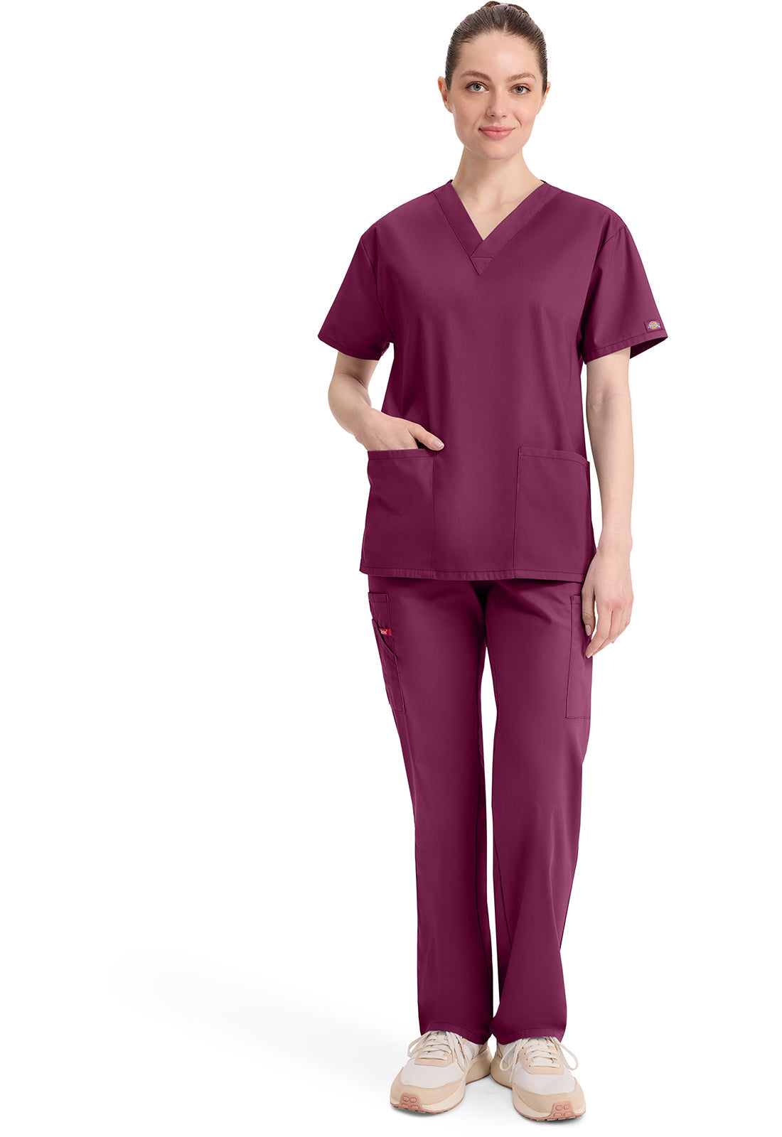 Top met V-hals in Caribisch blauw dames met modern classic pasvorm en zijsplitten DKE86706