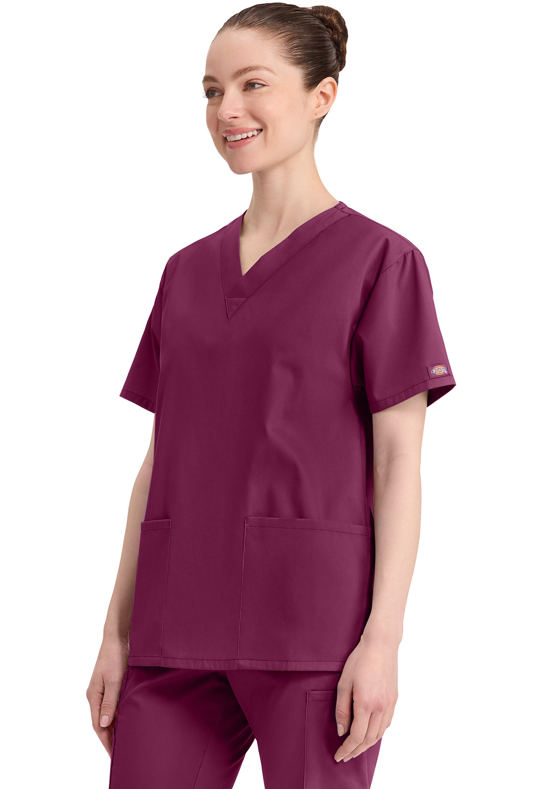 Top met V-hals in Caribisch blauw dames met modern classic pasvorm en zijsplitten DKE86706