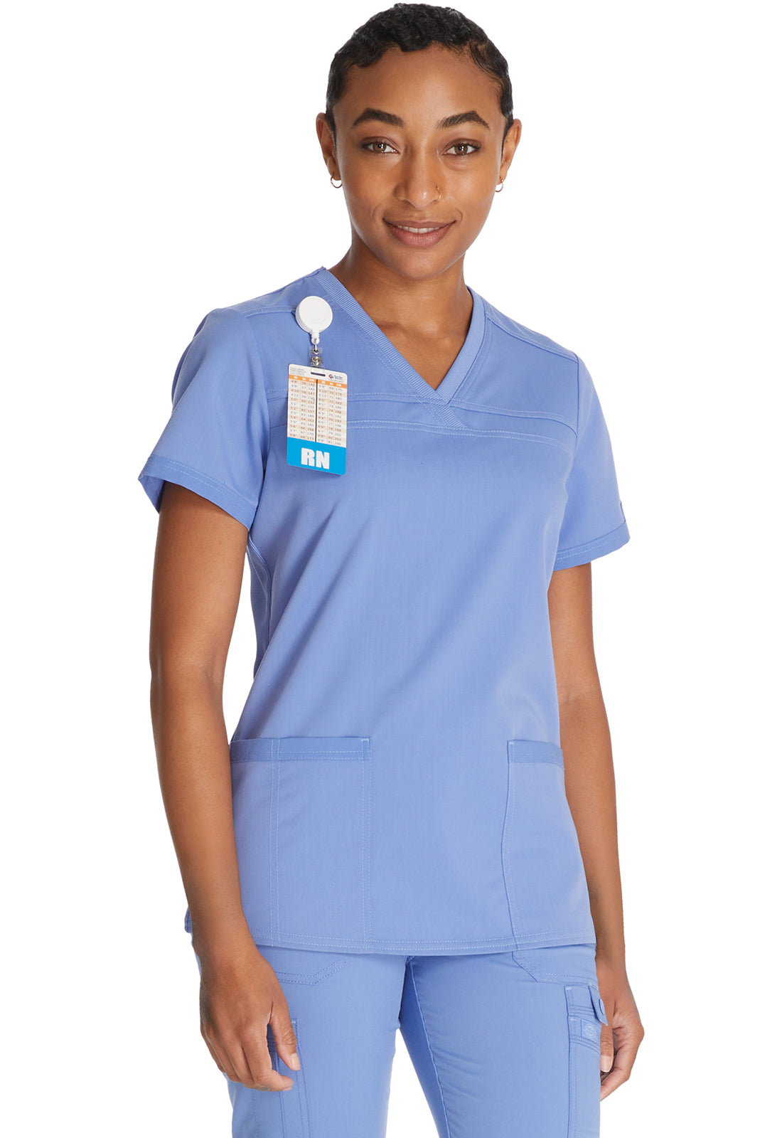 Top met V-hals en ribgebreide panelen dames met contemporary fit en stretchstof