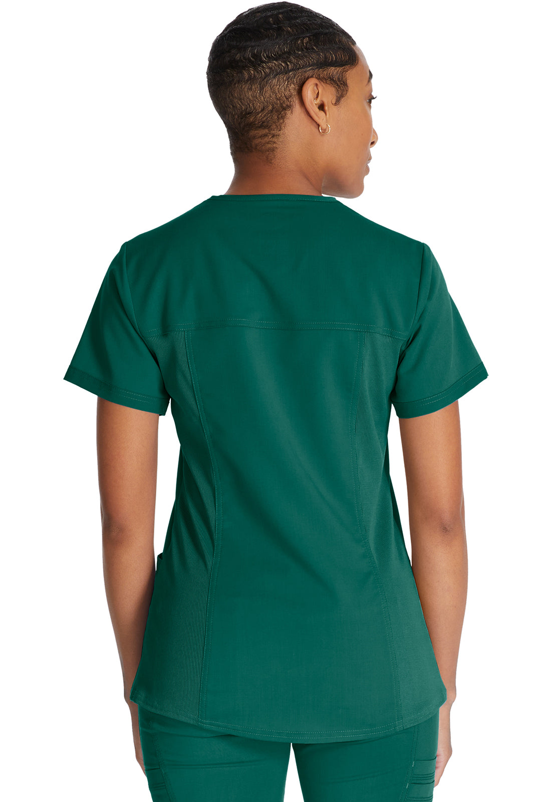 Top met V-hals en ribgebreide panelen dames met contemporary fit en stretchstof