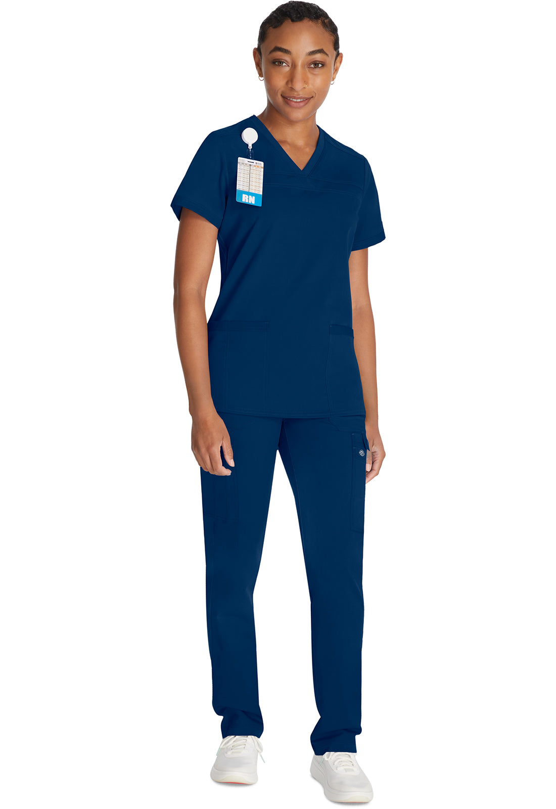 Top met V-hals en ribgebreide panelen dames met contemporary fit en stretchstof