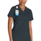 Top met V-hals en ribgebreide panelen dames met contemporary fit en stretchstof