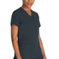Top met V-hals en ribgebreide panelen dames met contemporary fit en stretchstof