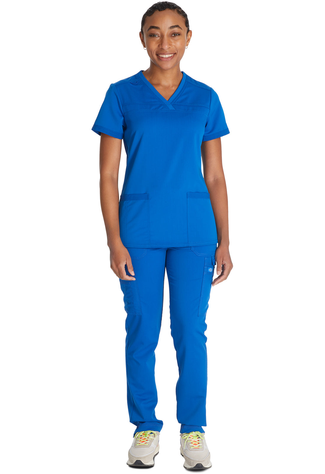 Top met V-hals en ribgebreide panelen dames met contemporary fit en stretchstof