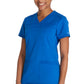 Top met V-hals en ribgebreide panelen dames met contemporary fit en stretchstof