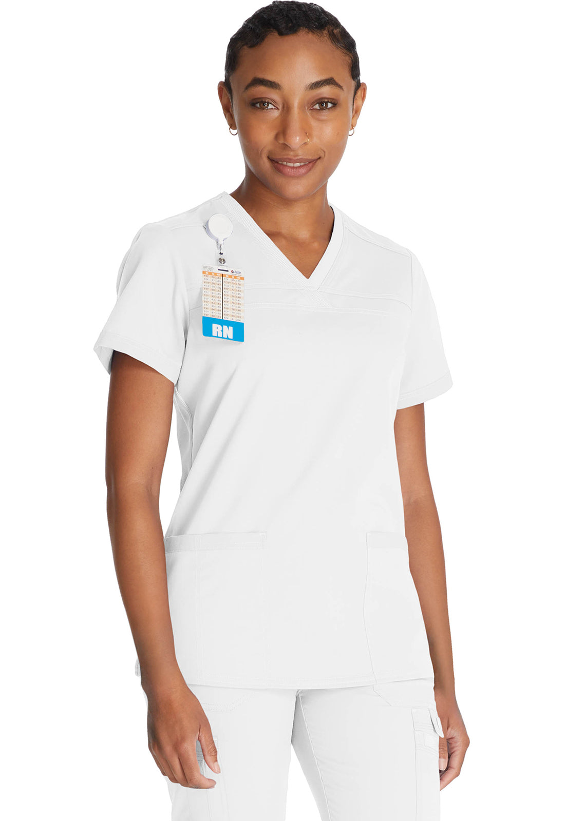 Top met V-hals en ribgebreide panelen dames met contemporary fit en stretchstof