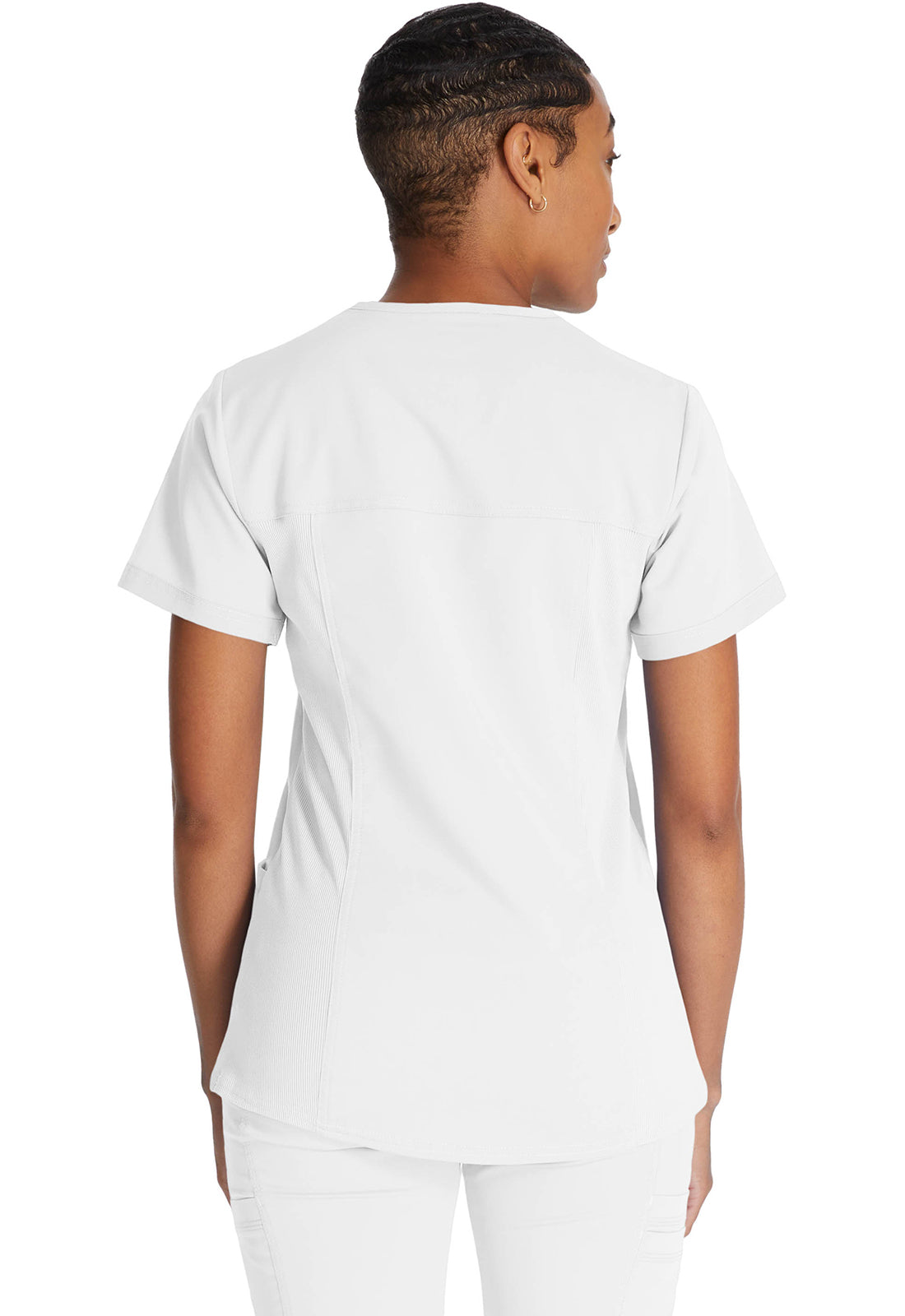 Top met V-hals en ribgebreide panelen dames met contemporary fit en stretchstof