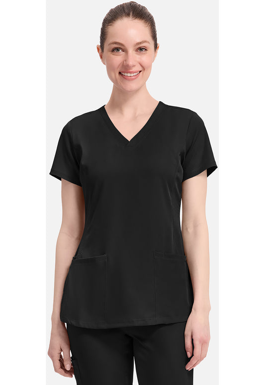 Monica Top dames met V-hals en moderne pasvorm met stretchmateriaal
