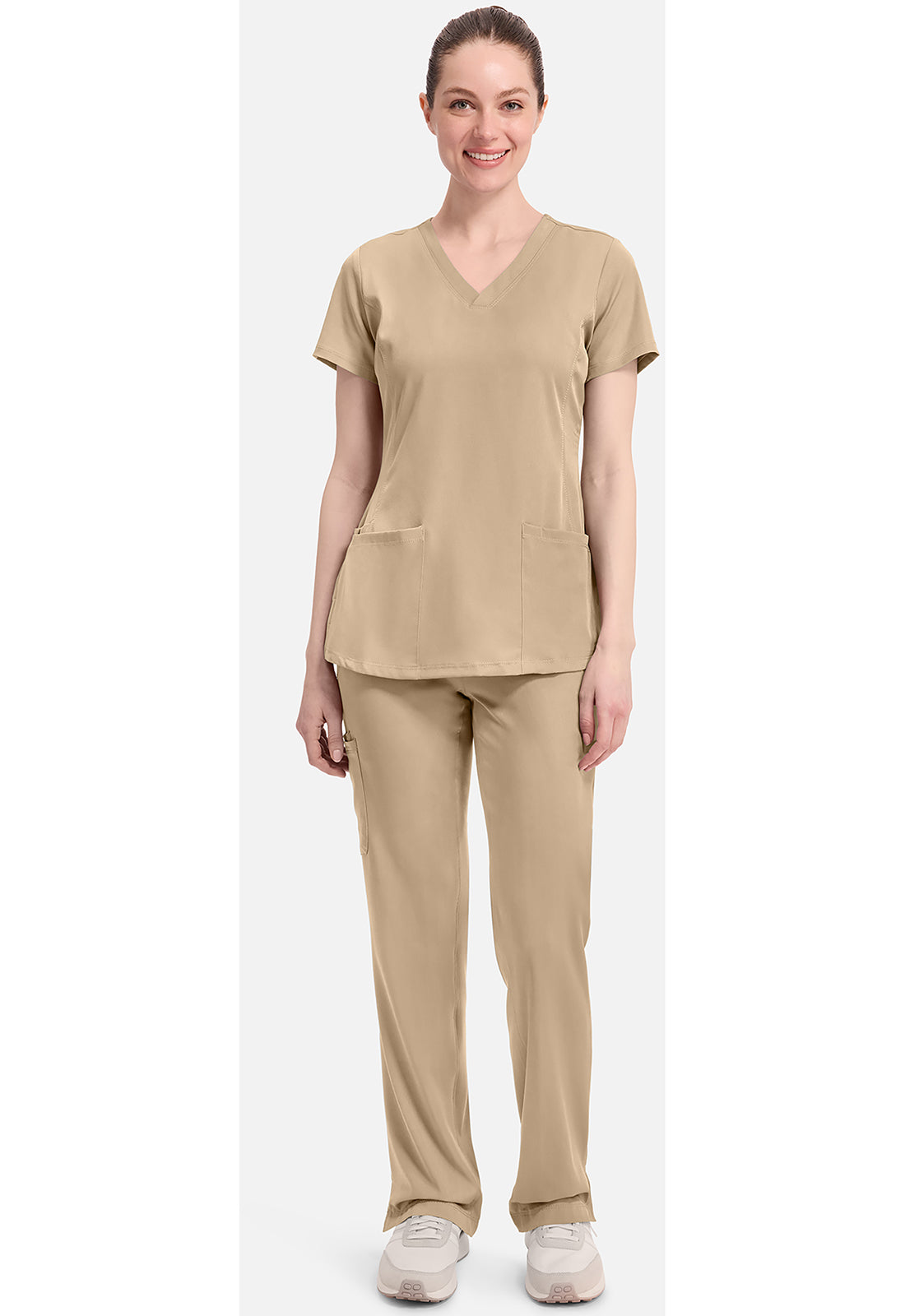 Monica Top dames met V-hals en moderne pasvorm met stretchmateriaal