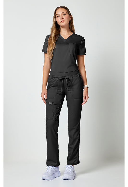 Trekkoordbroek met middelhoge taille en taps toelopende pijpen met elastische tailleband