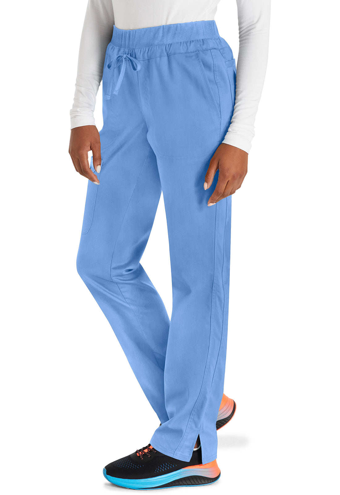 Trekkoordbroek met middelhoge taille en taps toelopende pijpen met elastische tailleband