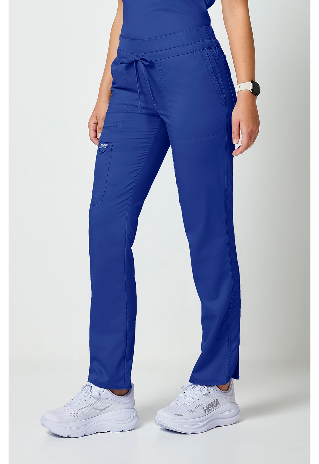 Trekkoordbroek met middelhoge taille en taps toelopende pijpen met elastische tailleband