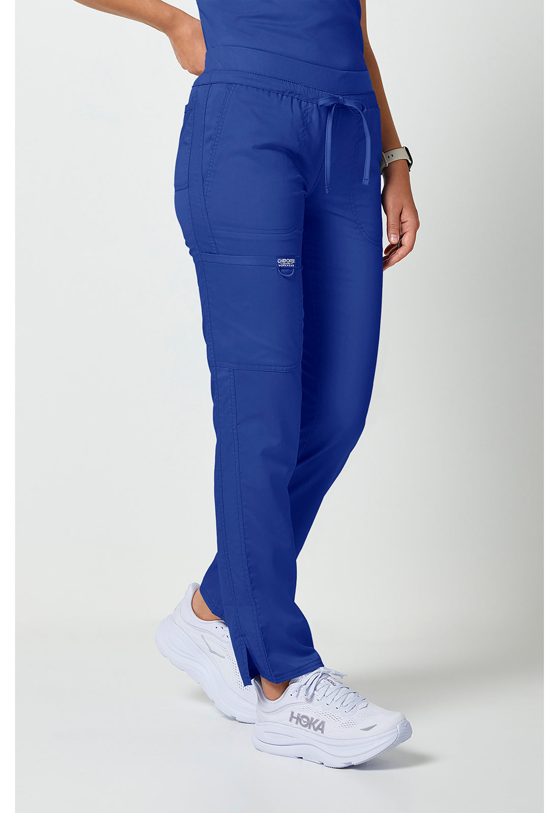 Trekkoordbroek met middelhoge taille en taps toelopende pijpen met elastische tailleband