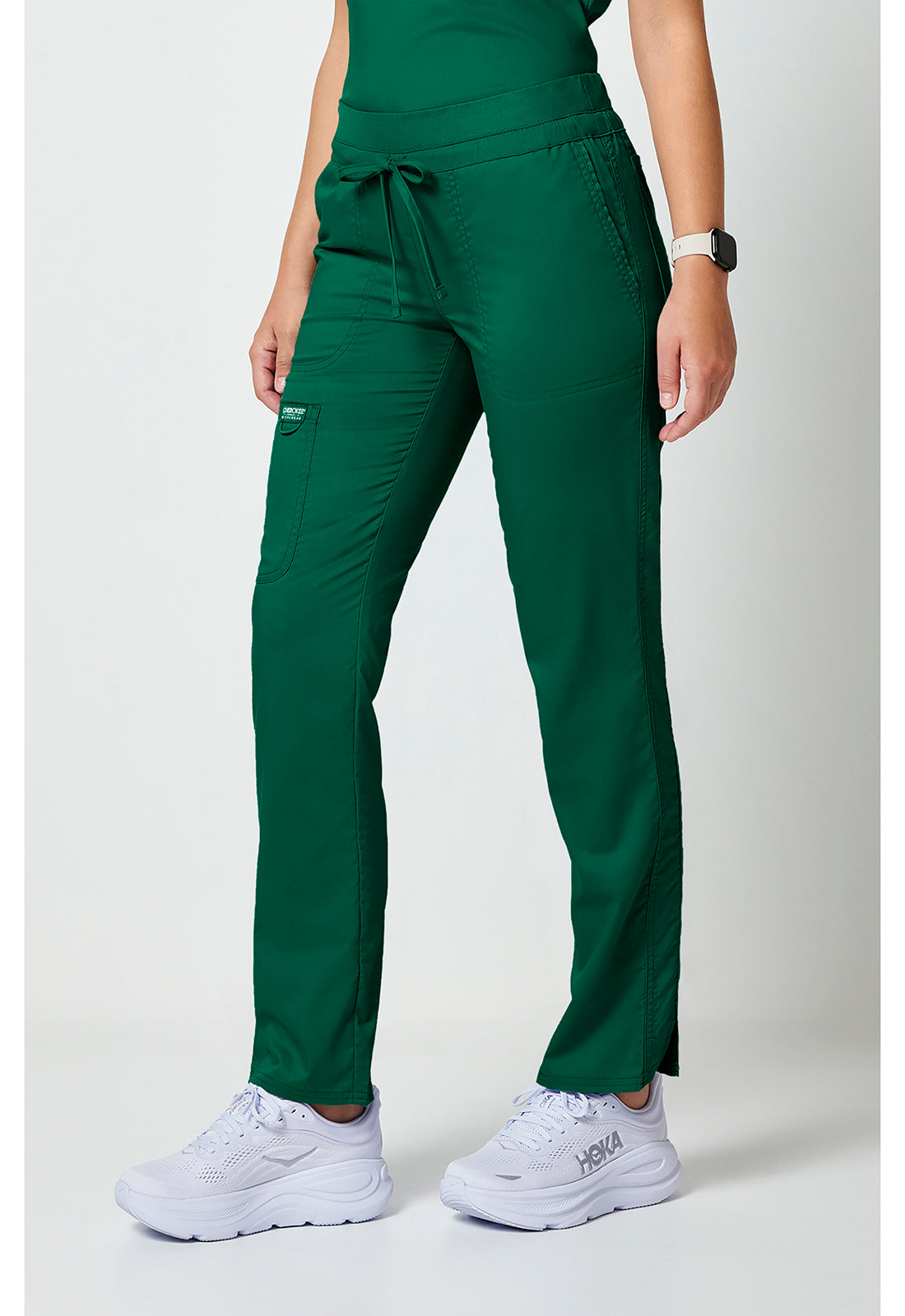 Trekkoordbroek met middelhoge taille en taps toelopende pijpen met elastische tailleband