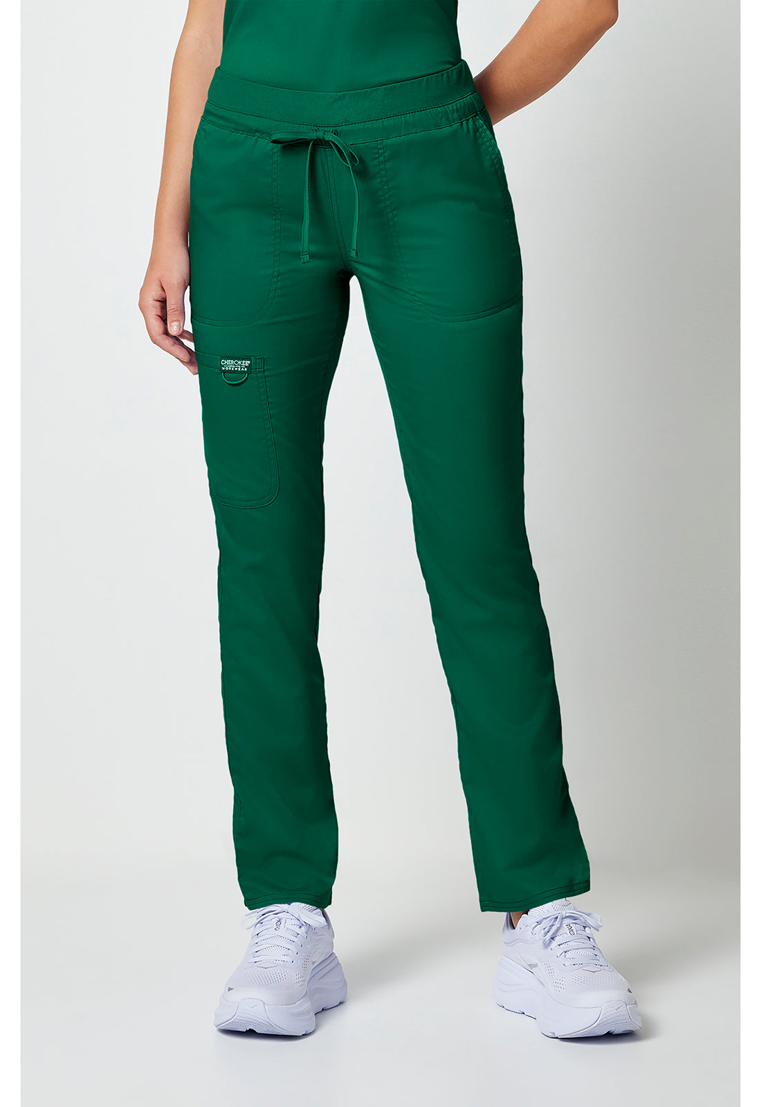 Trekkoordbroek met middelhoge taille en taps toelopende pijpen met elastische tailleband
