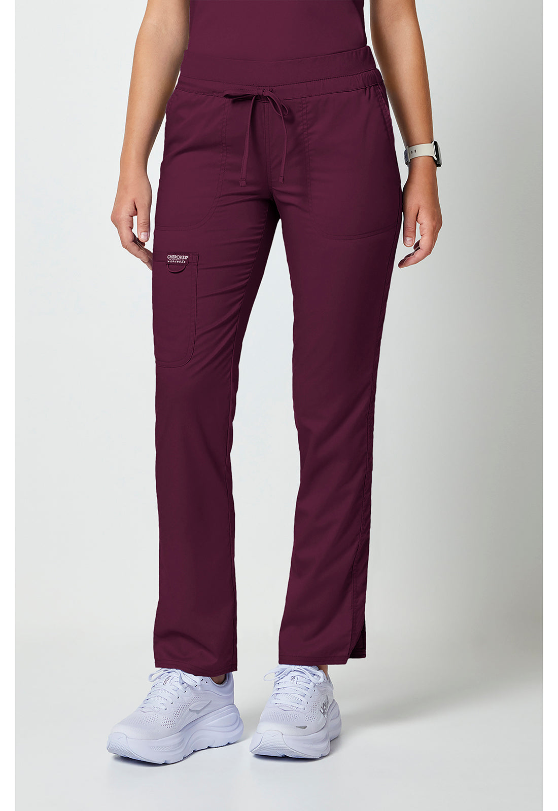 Trekkoordbroek met middelhoge taille en taps toelopende pijpen met elastische tailleband