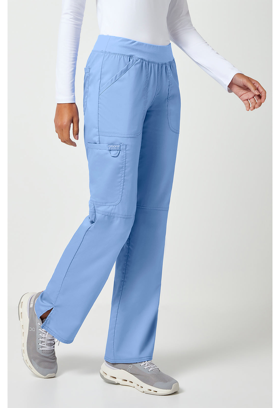 Cherokee Workwear Pull-on broek met middelhoge taille en rechte pijpen met elastische tailleband en cargozak WWE110