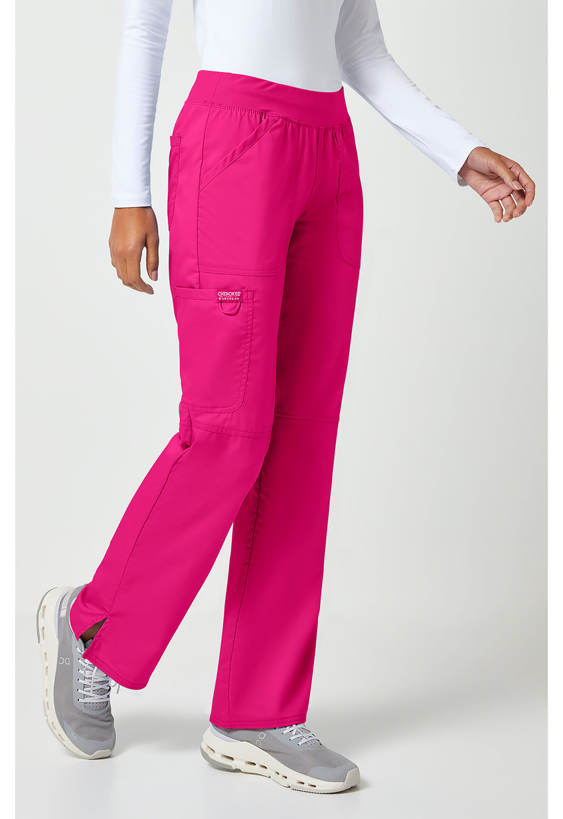 Cherokee Workwear Pull-on broek met middelhoge taille en rechte pijpen met elastische tailleband en cargozak WWE110