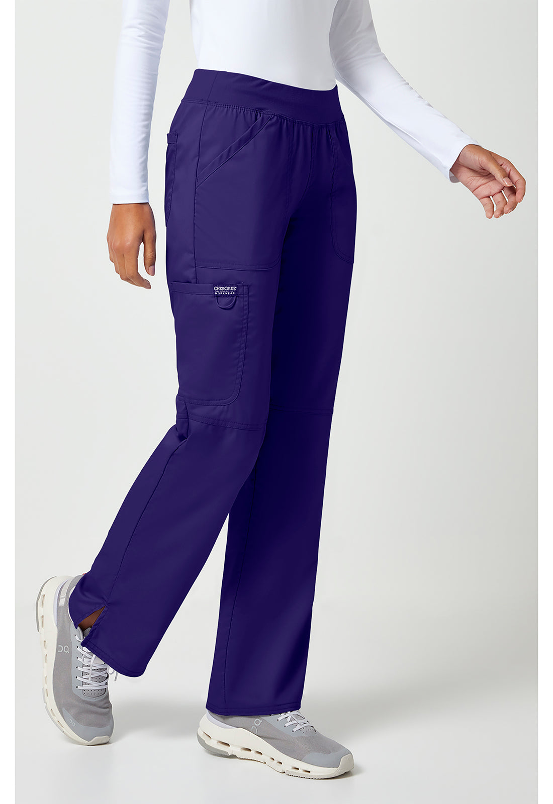 Cherokee Workwear Pull-on broek met middelhoge taille en rechte pijpen met elastische tailleband en cargozak WWE110