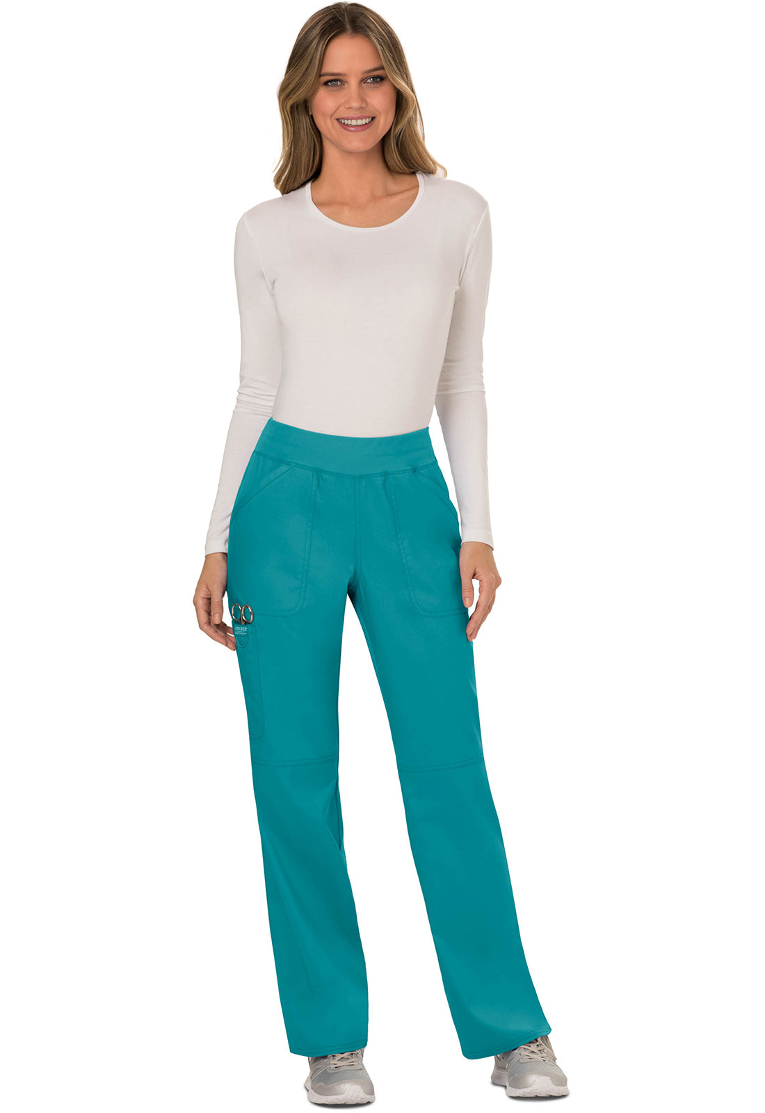 Cherokee Workwear Pull-on broek met middelhoge taille en rechte pijpen met elastische tailleband en cargozak WWE110
