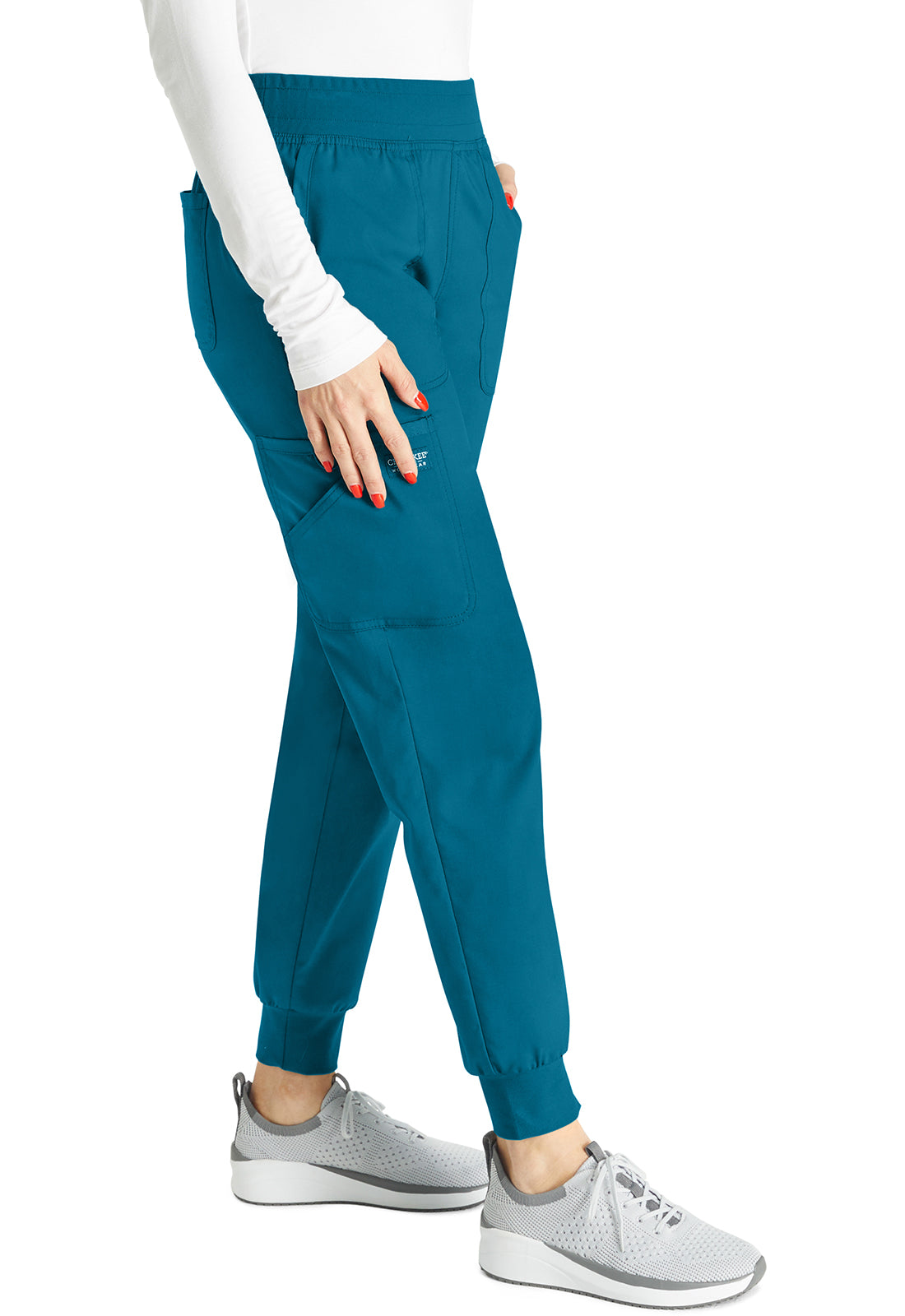 Halfhoge joggingbroek met taps toelopende pijpen en gebreide tailleband WWE115