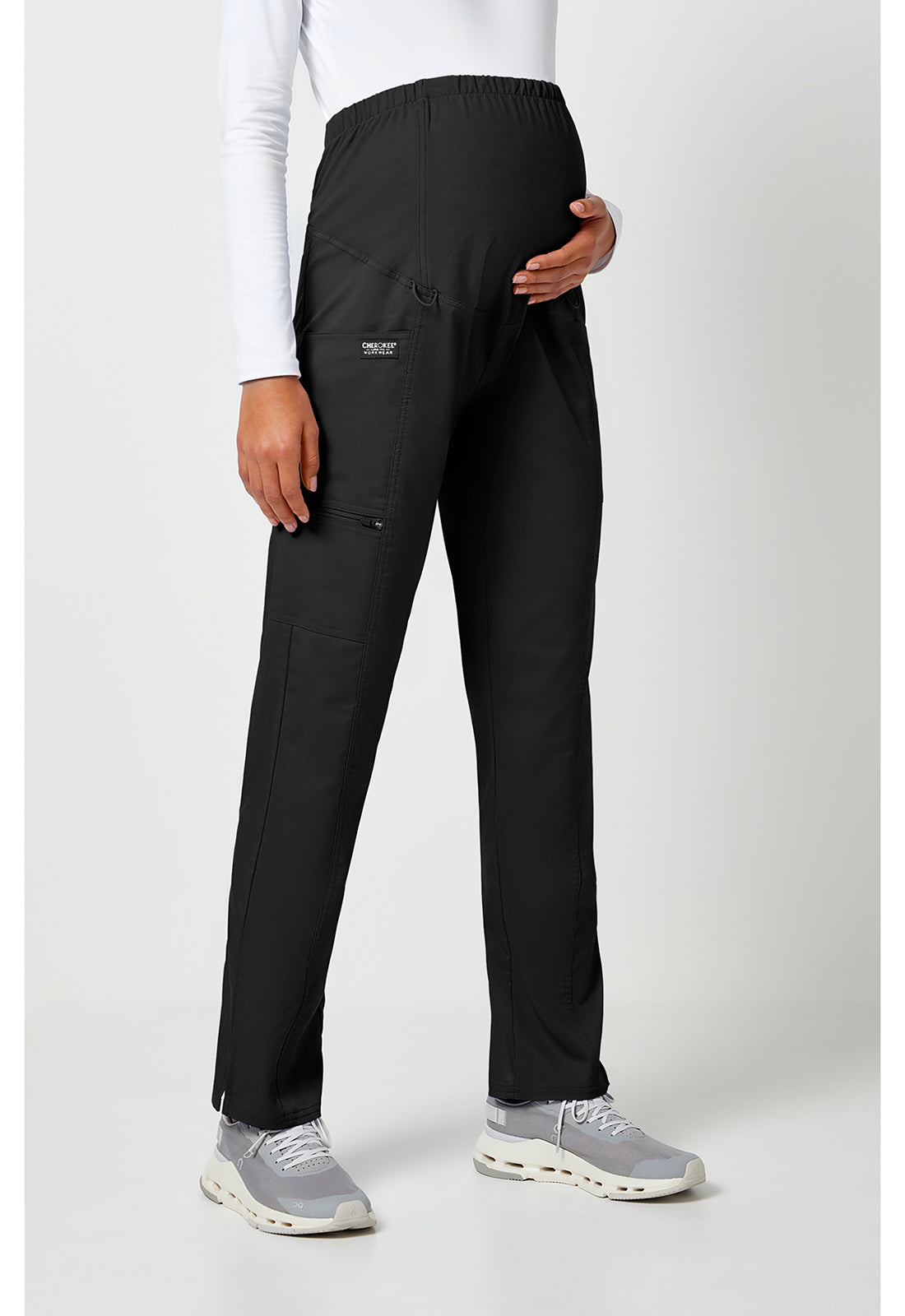 Cherokee Workwear Rechte zwangerschapsbroek met gebreid buikpaneel en 2-way stretch WWE155